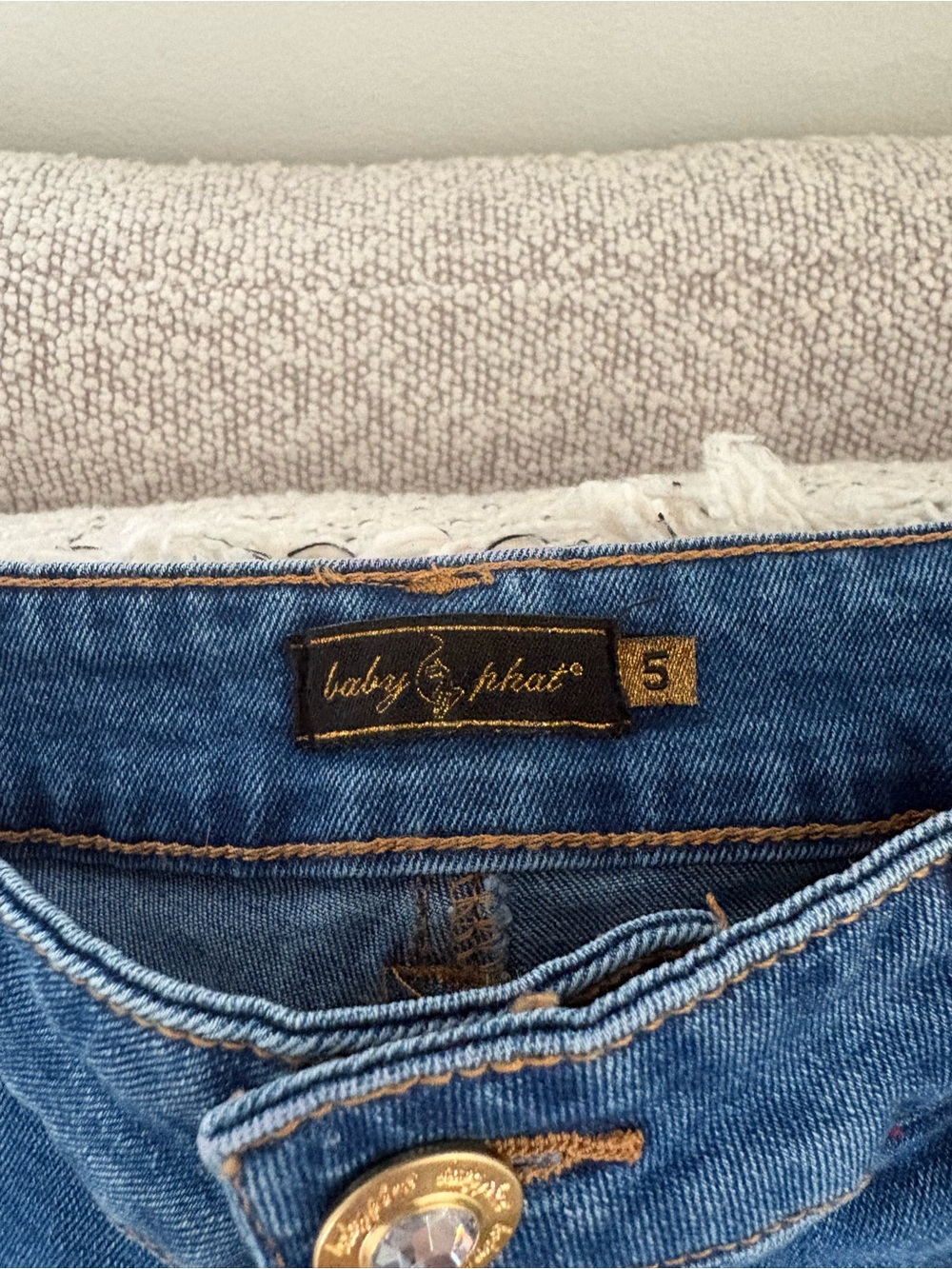Baby Phat Blue Denim Shorts with Gold Script - Picture 5 of 7